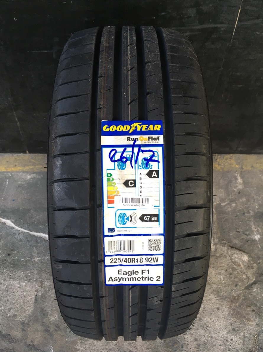 GOODYEAR F1 ASYMETRIC2 (RUNFLAT) 225/40-18 เส้นละ 6000 ปกติเส้น 7500 ปี17