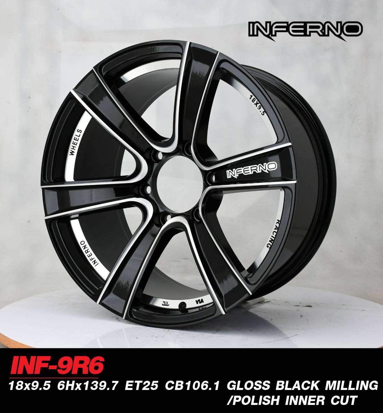 สินค้าใหม่ ล้อแท้ INFERNO ขอบ18 พร้อมยาง FALKEN ZE912 ชุดละ 22500 ปกติ 38000 ทุกลาย