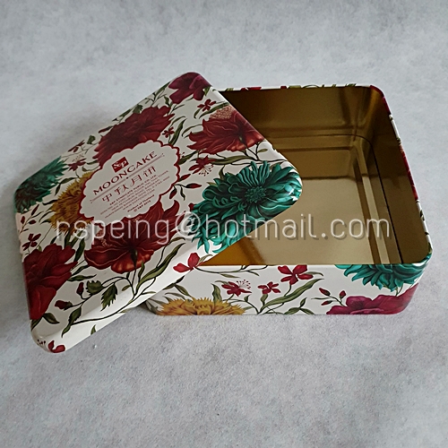 กล่องขนมไหว้พระจันทร์ ลายดอกไม้บนพื้นขาว S&P