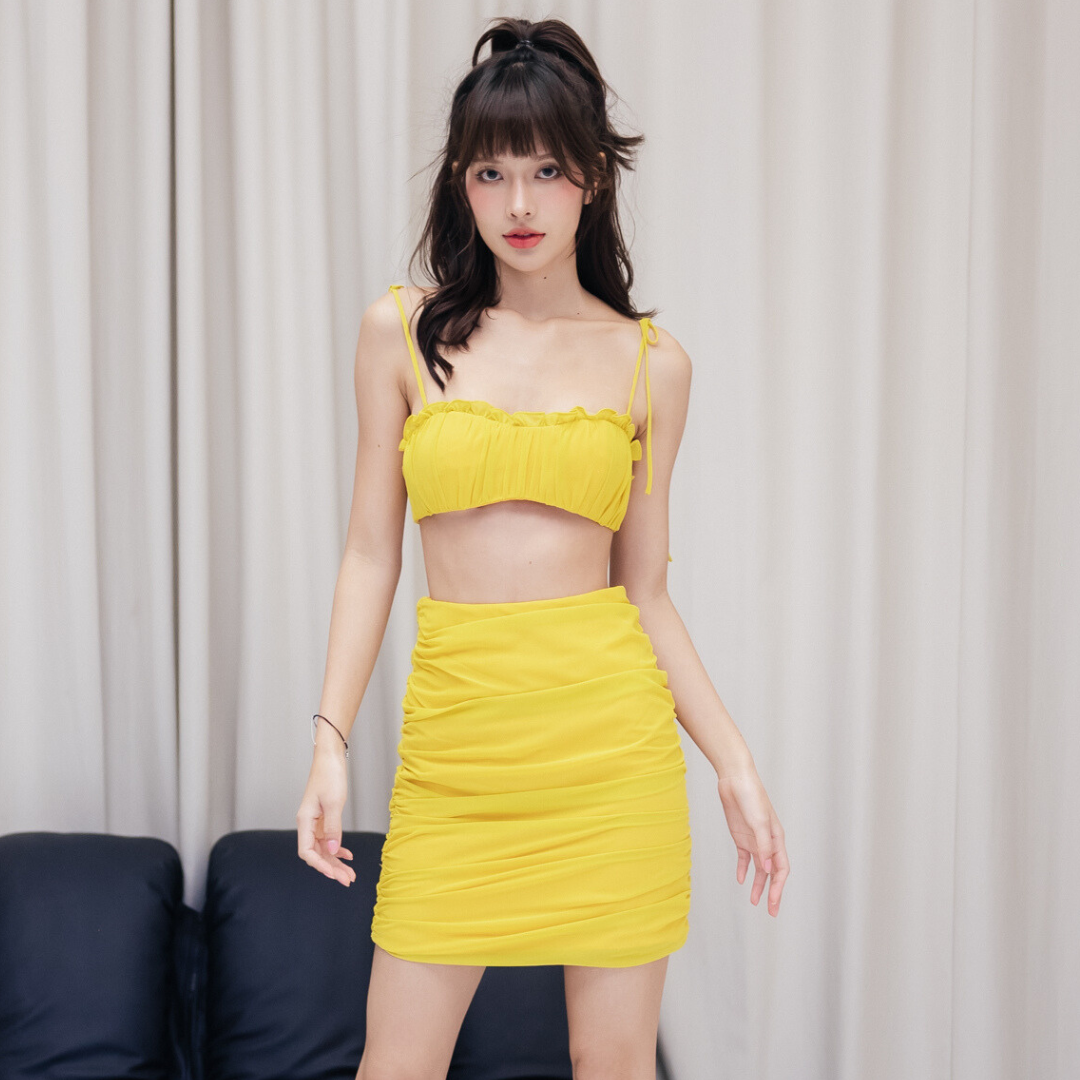 Lism Set-009 ชุดเซตกระโปรงเสื้อสายเดี๋ยวผูกไหล่น่ารักๆ