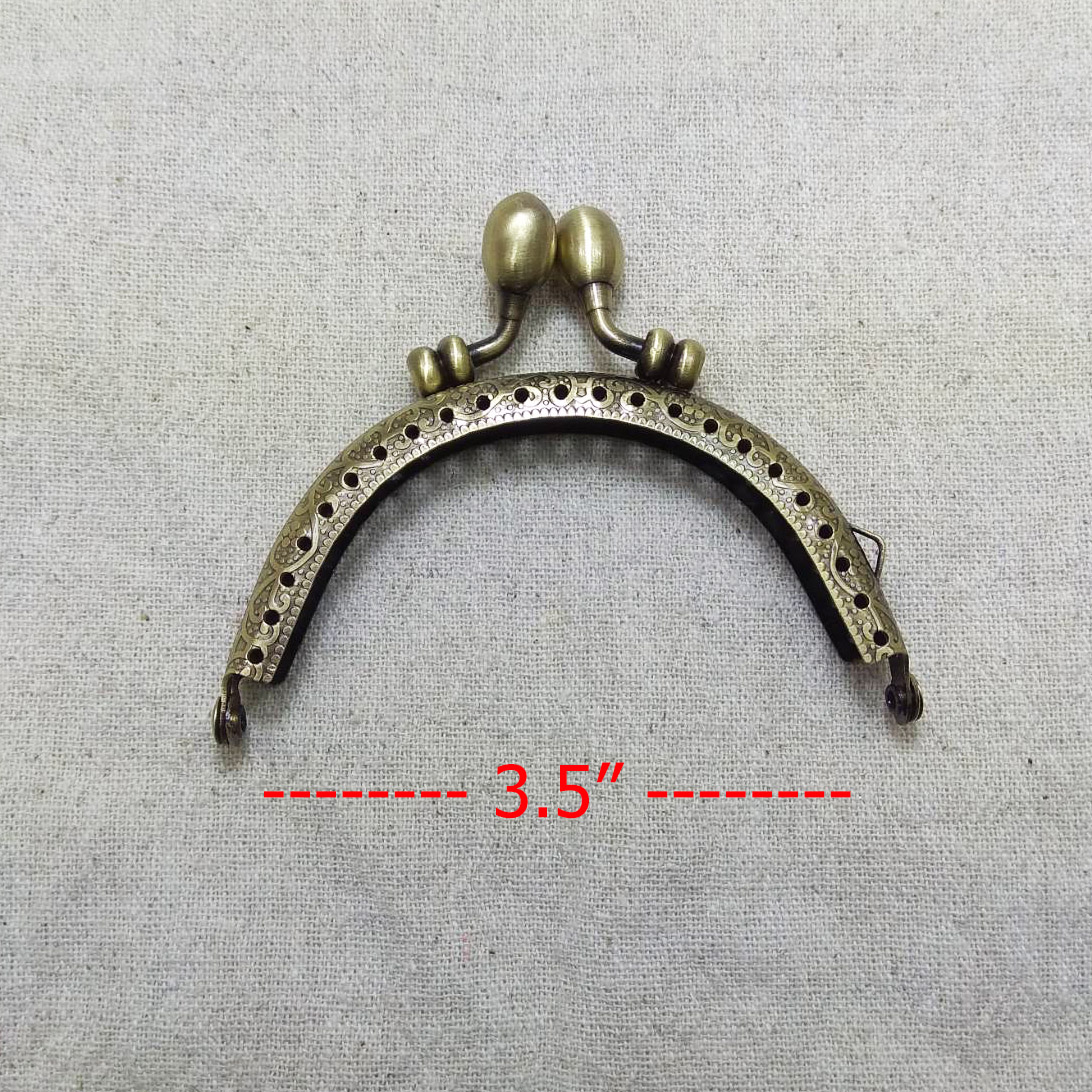 ปากกระเป๋าปิ๊กแป๊กแบบเย็บ ทรงโค้ง 3.5นิ้ว เหลืองดำ