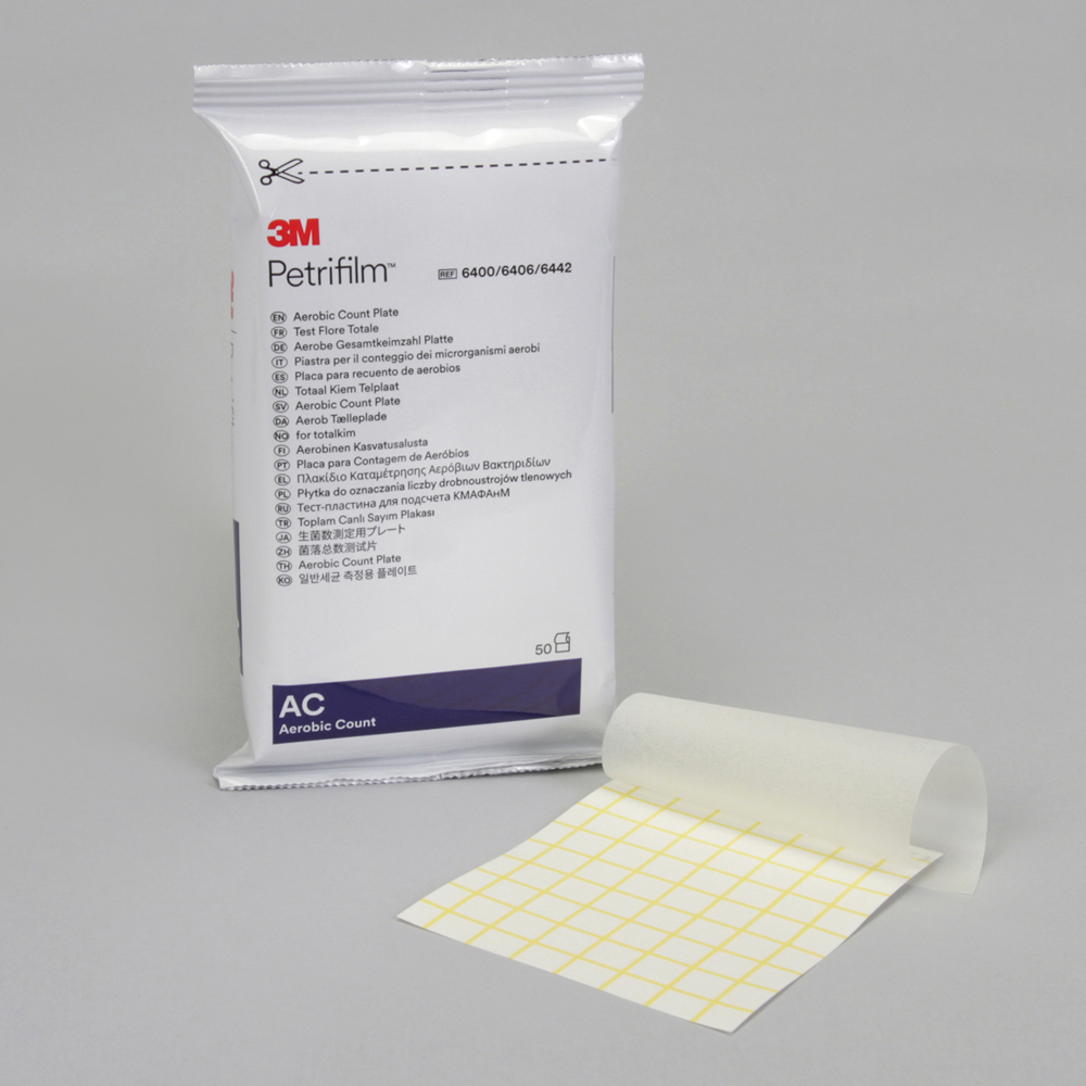 AC แผ่นเพลทอาหารเลี้ยงเชื้อสำเร็จรูป สำหรับทดสอบแอโรบิคแบคทีเรีย 3M™ Petrifilm™
