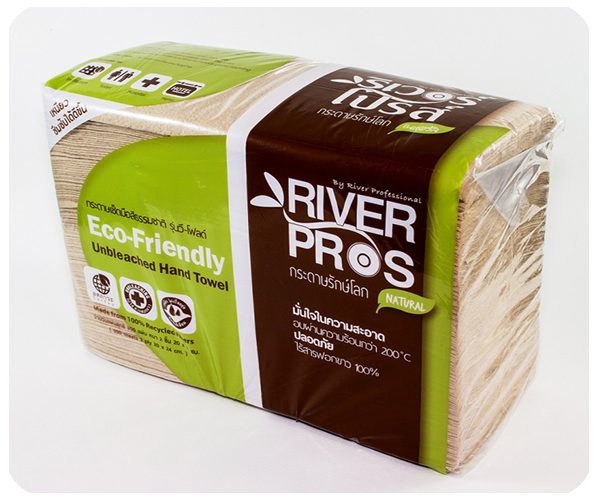 กระดาษเช็ดมือ สีน้ำตาล RiverPro V-Fold ECO Unbleach 2 ชั้น