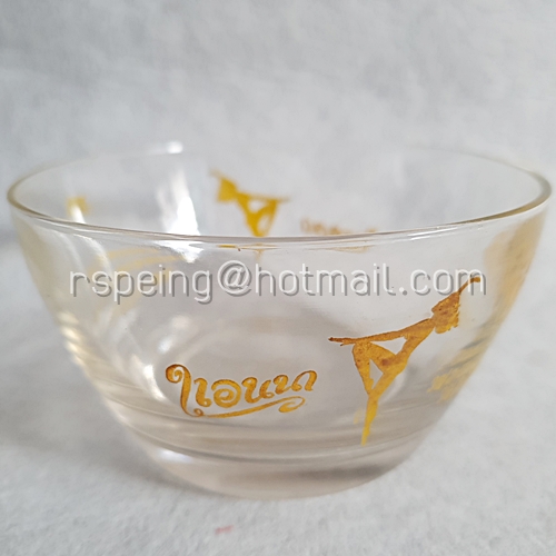 ชามแก้ววินเทจ ตรามงกุฎ ร้านเรียนศิลป์