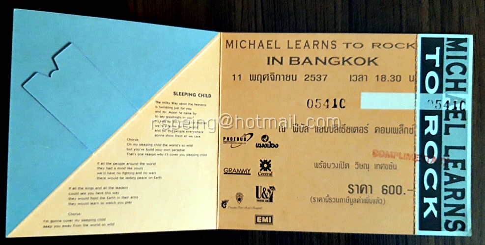 บัตรชมคอนเสิร์ต Michael Learns To Rock In Bangkok