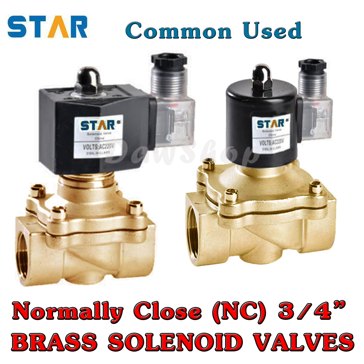 โซลินอยด์วาล์วทองเหลือง NC Solenoid Valve 3/4"