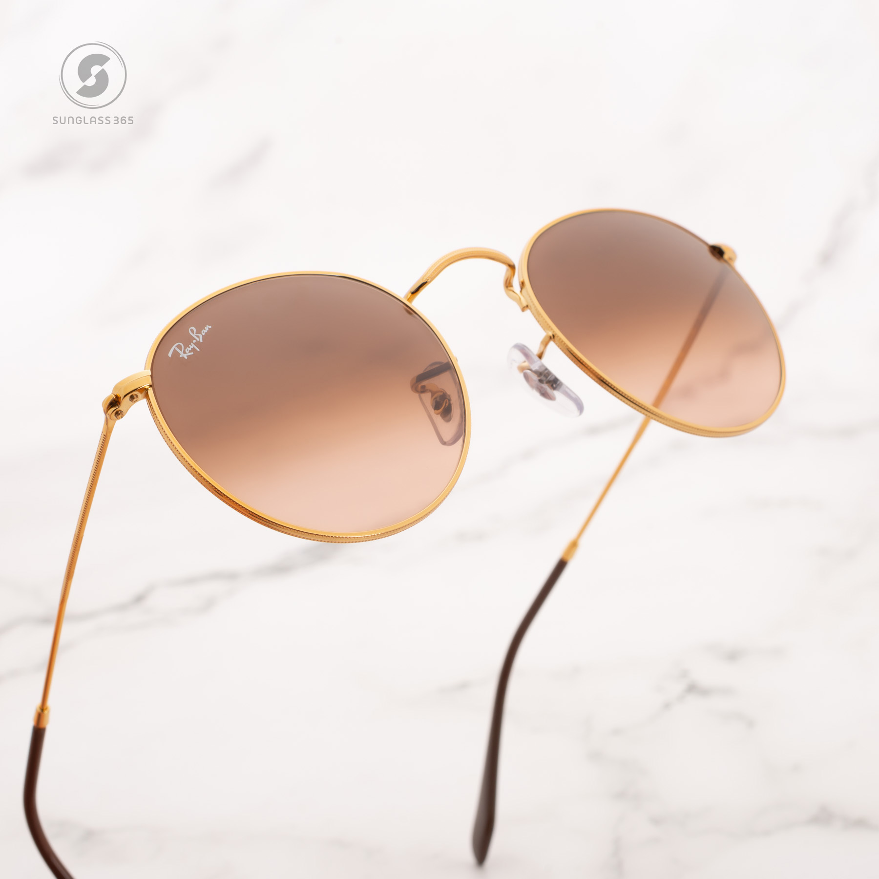 Ray-Ban RB3447 9001/A5 Round metal Light bronze/Brown gradient