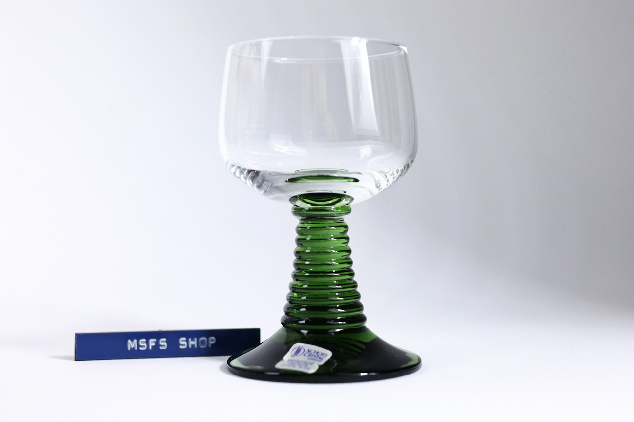 [Vintage] Schott Cristal Germany Crystal Glass แก้ววิสกี้คริสตัล แบบมีก้านหนาทรงพีระมิด สีเขียว 1 ใบ