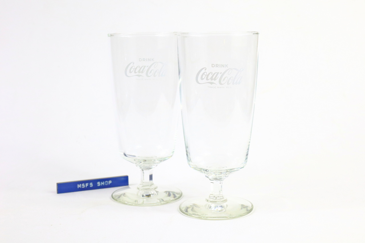 [Vintage][มือสอง] แก้ว Coca-Cola ทรงสูง ขนาด 6.5 x 6.5 x 14.5 ซม.