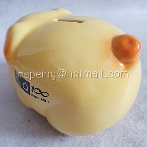 กระปุกออมสิน เซรามิค ครบรอบ 100 ปี ธนาคารไทยพาณิชย์ หมูสีเหลือง