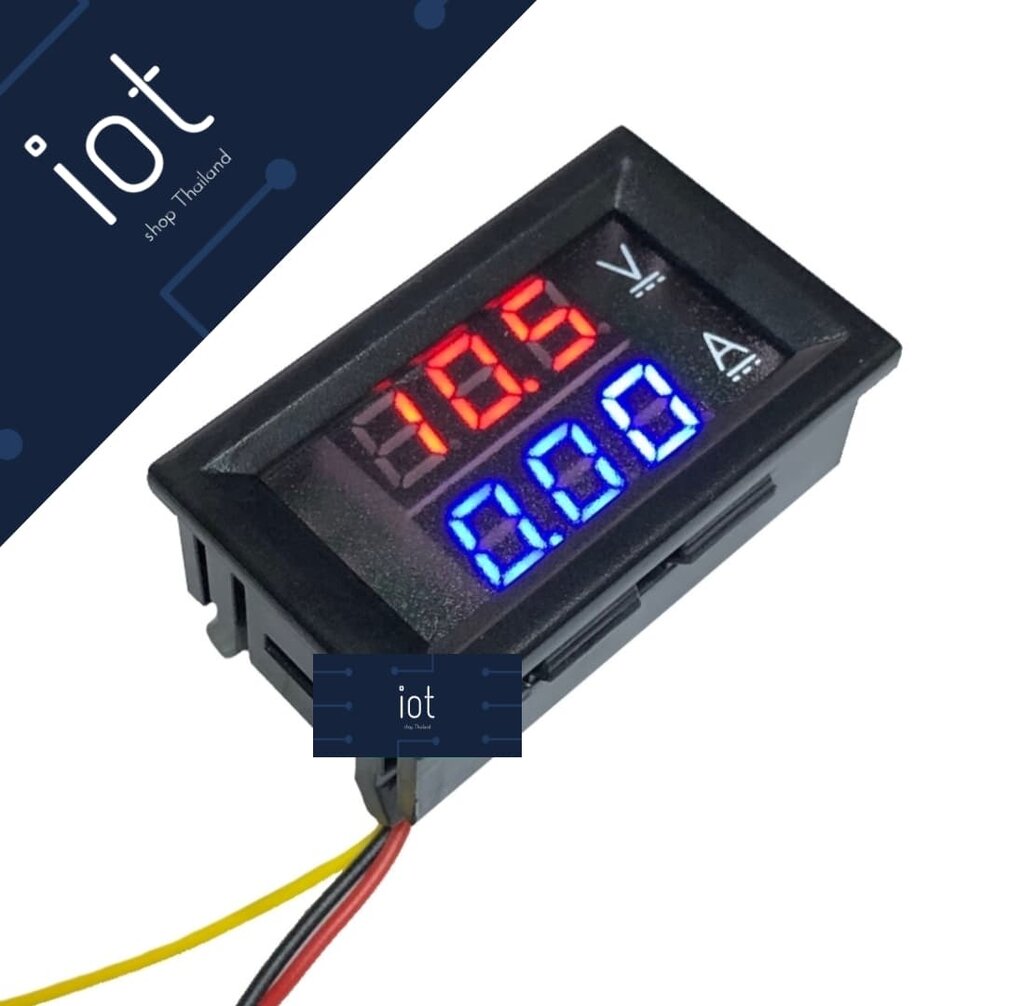 DC 0-100V กระแสสูงสุด 10A Voltmeter Ammeter Red + Blue LED
