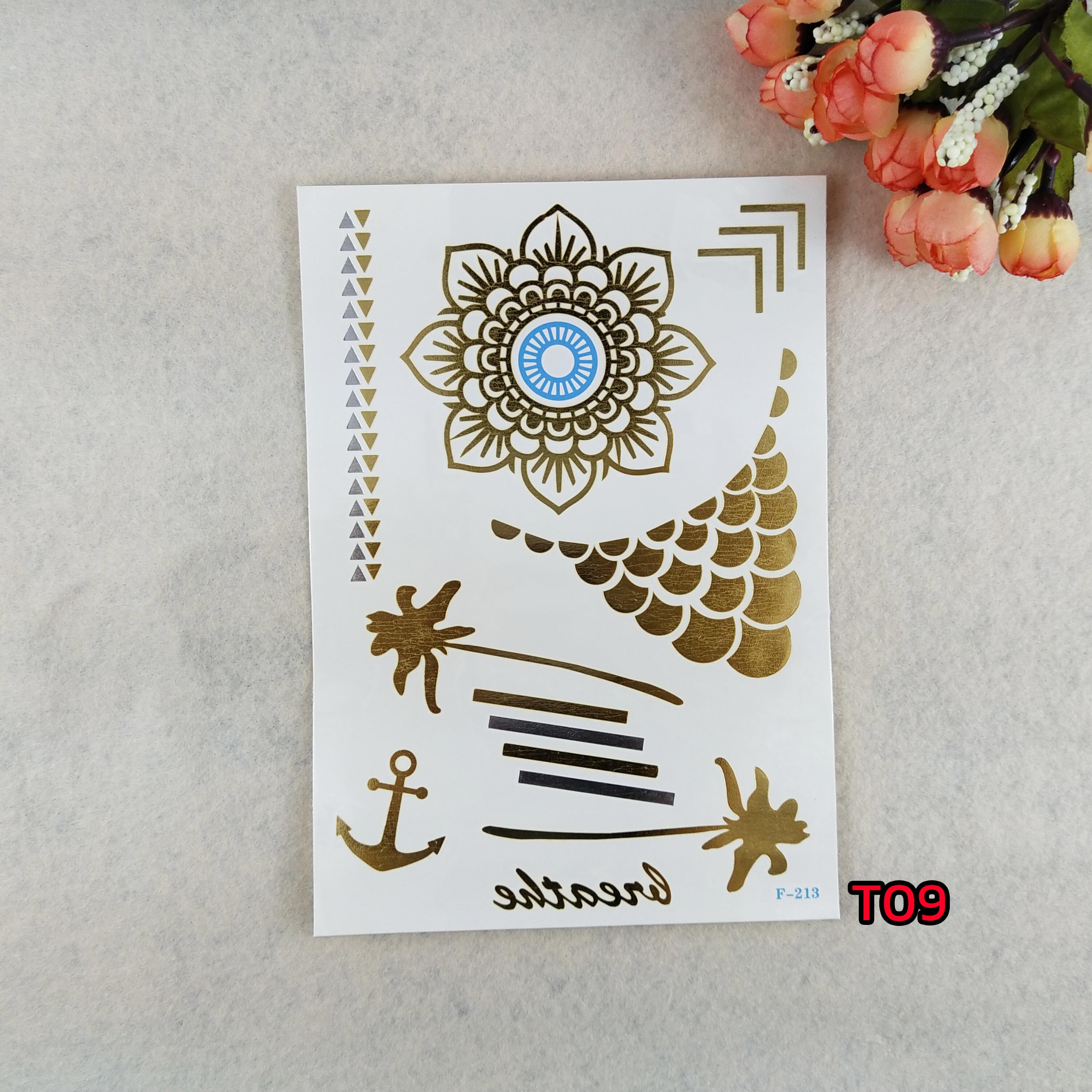 พร้อมส่ง✨ Tattoo✨⭐️ แทททูติดตัว✨⭐️ สีเงิน✨⭐️สีทอง✨⭐️ติดง่ายมาก✨⭐️ แค่ 30 วินาที ก็สวยในพริบตา ✨⭐️ไม่เป็นอันตรายต่อผิว✨⭐️09