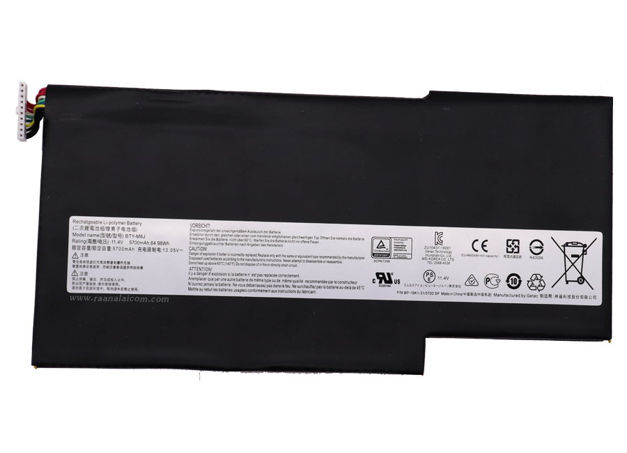 Battery MSI BTY-M6J 11.4V 64.98Wh Original BTY-M6J ตรงรุ่น ราคา พิเศษ แบตเตอรี่ MSI GS63 7RD STEALTH , GS73VR 7RF Stealth Pro 64.98Wh ตรงรุ่น ตรงสเปค ลด ราคา พิเศษ