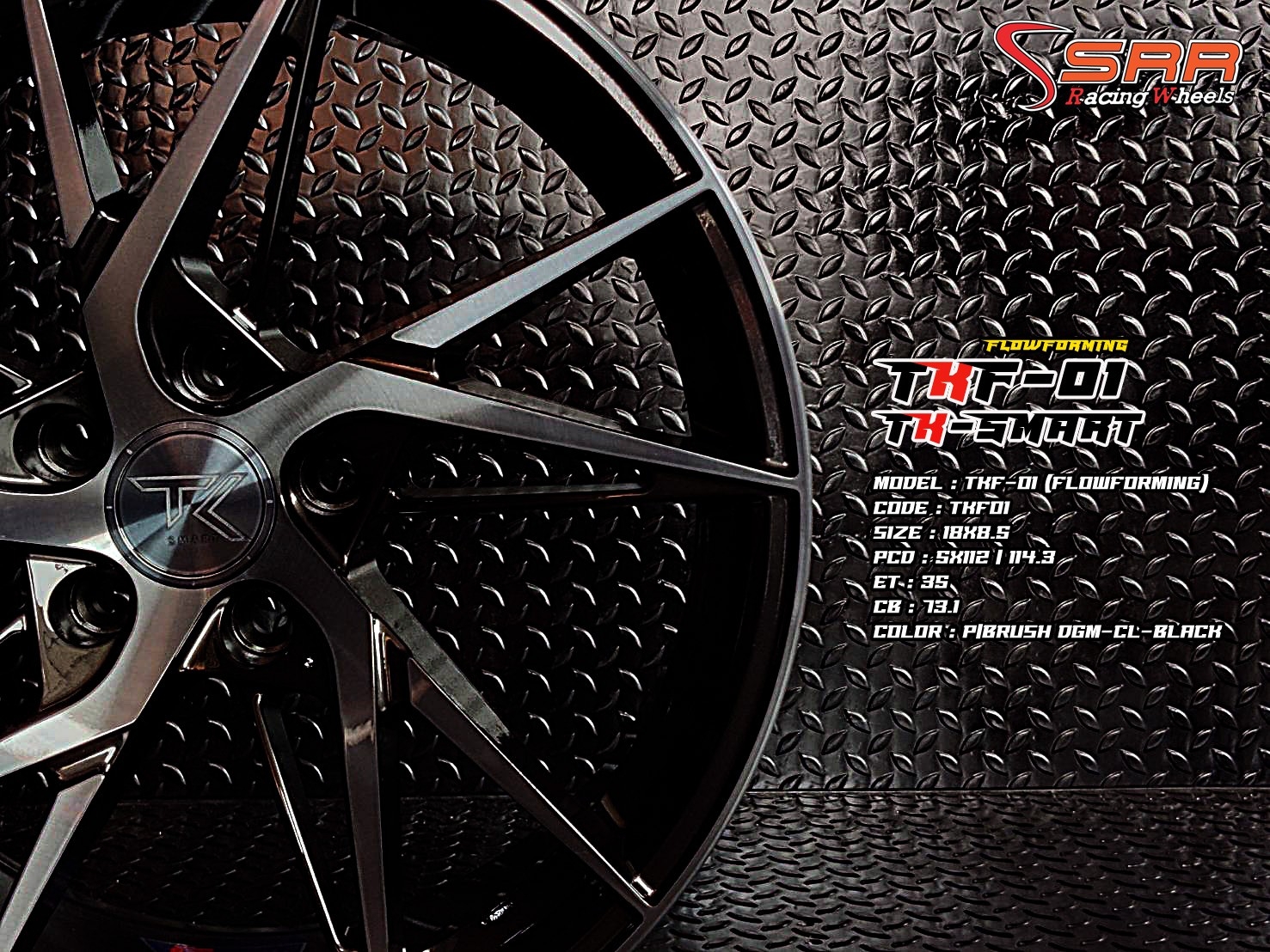 TKF01 18X8.5 5X112-114.3 35 P-BRUSH DGM-CL-BLACK