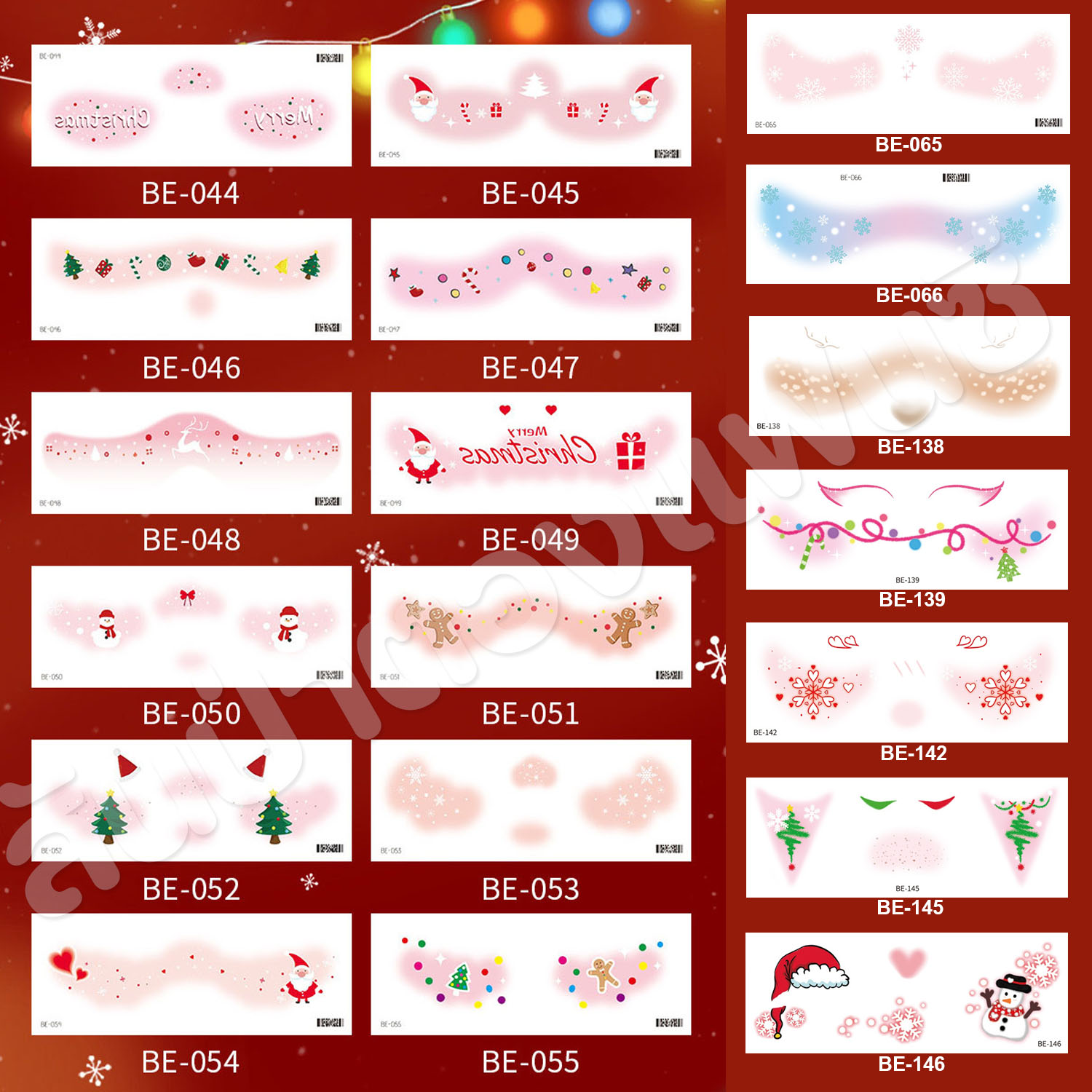 สติ๊กเกอร์ติดหน้า Tattoo Christmas แทททูติดหน้าธีมคริสต์มาส