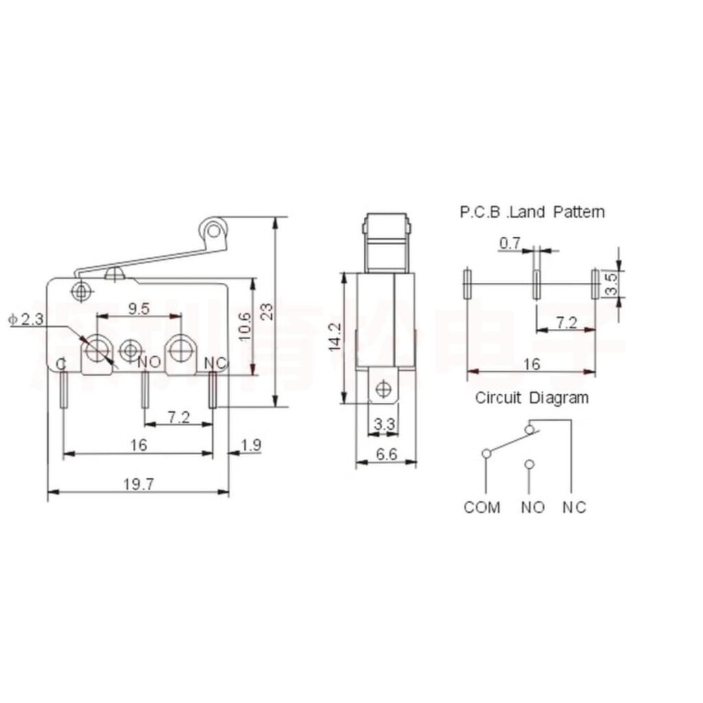 Limit Switch สวิตช์แบบมีล้อเลื่อน 10A 250VAC