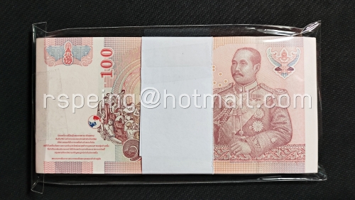 ธนบัตรหมุนเวียน ยุครัชกาลที่ 9 ธนบัตรแบบ 15 ชนิดราคา 100 บาท รุ่น 2 (หลังเลิกทาส มีแถบฟอยล์) ยกแหนบ 6Fก 7493223-232 (10 ใบ) 7Fฉ 8722778/9Fก 8400911/9Fก 8400941