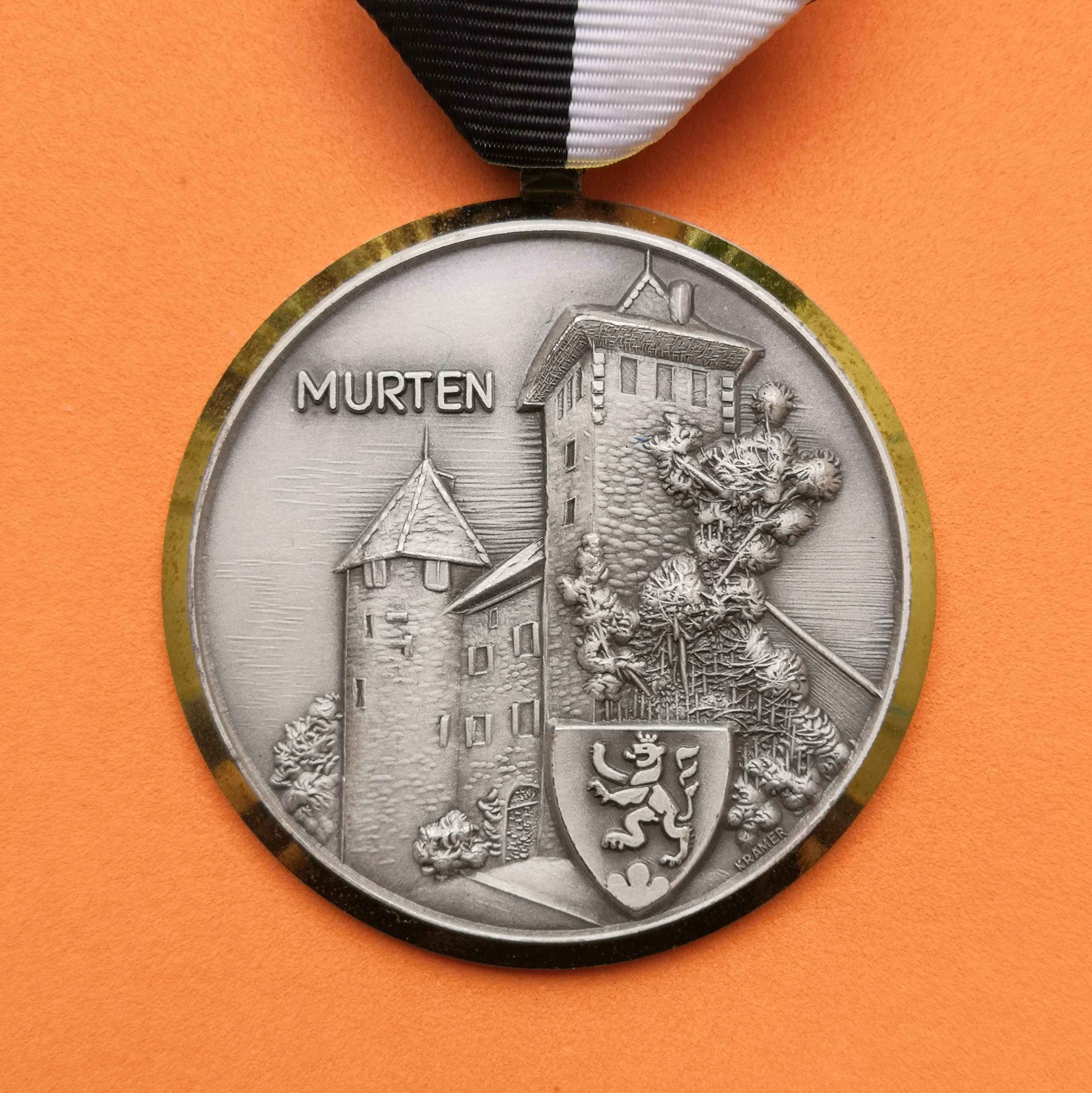 เหรียญที่ระลึกเมือง MURTEN ซูริก ประเทศสวิตเซอร์แลนด์ ผลิตโดย PAUL KRAMER NEUCHATEL เนื้อโลหะ ขนาด 4.5 เซน
