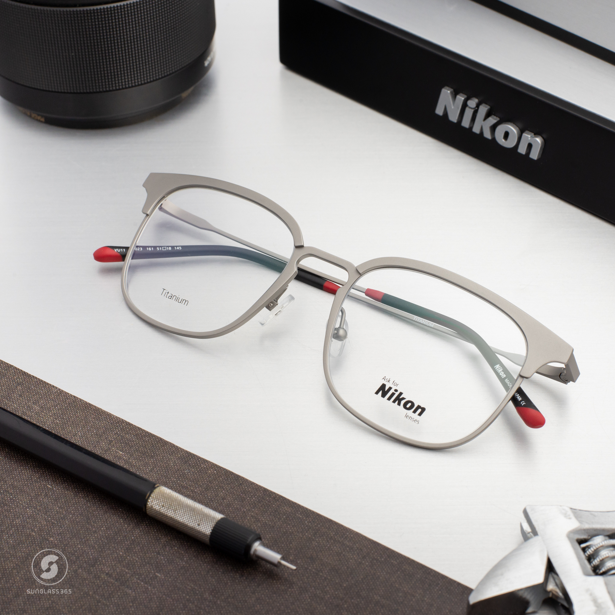 NIKON Frame NC1023 161 Red Color Touch Brushed Silver
