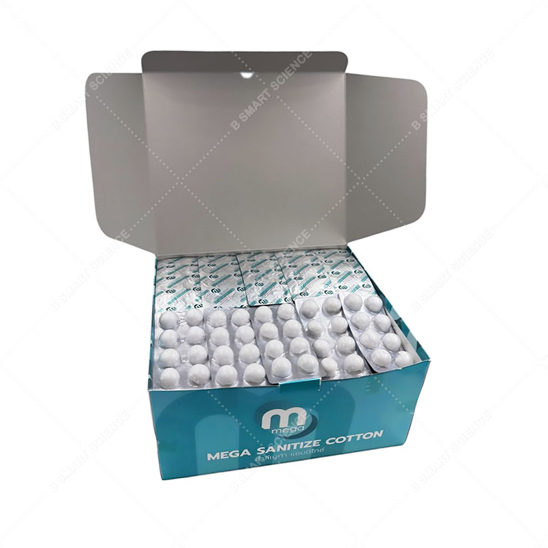 สำลีก้อนชุบแอลกอฮอล์70% 100 แผง/กล่อง (แผงละ 8 ก้อน)