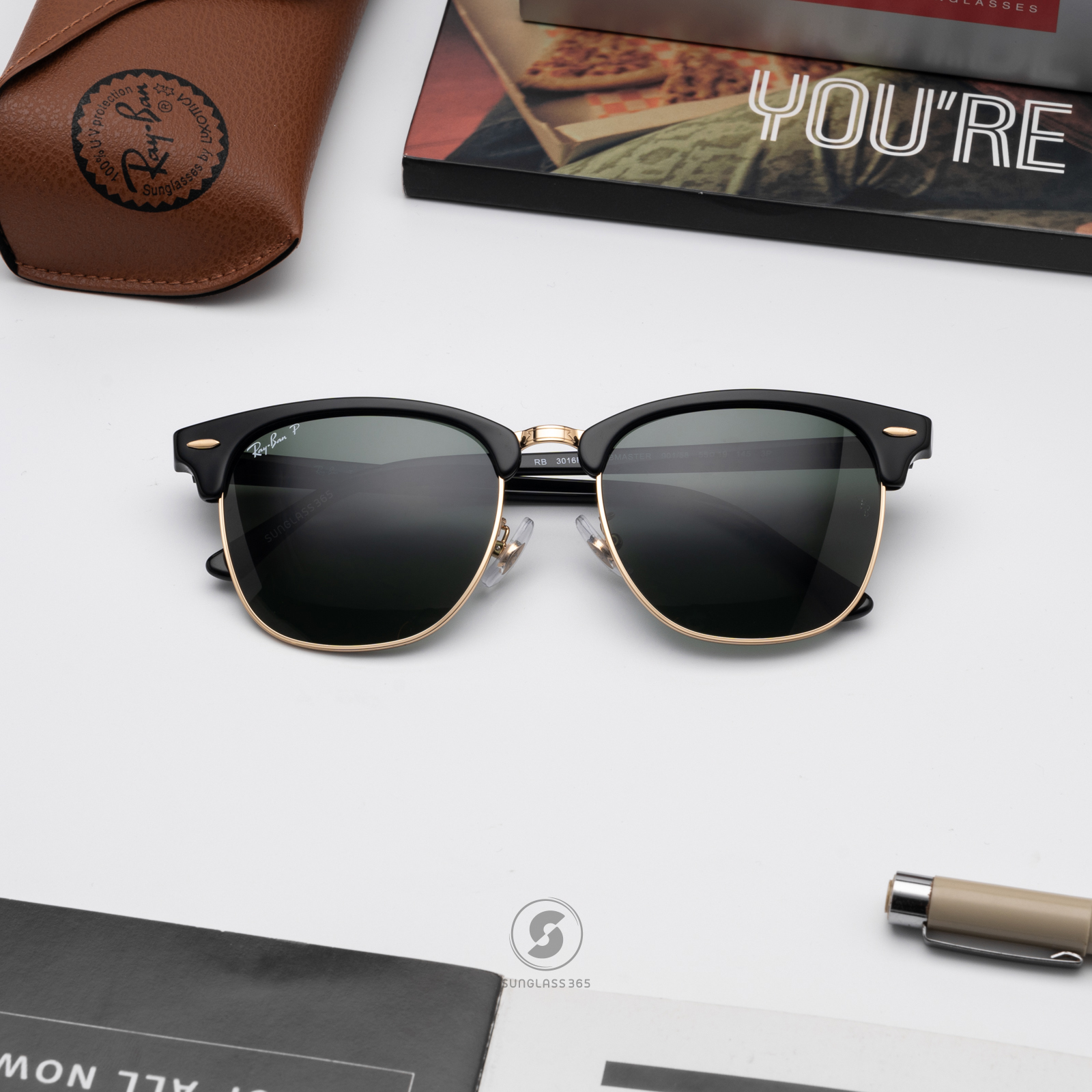 Ray Ban RB3016 901/58 Clubmaster Polarized lenses