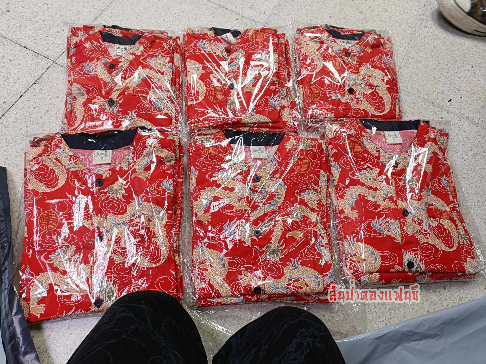 เสื้อเชิ้ตตรุษจีนเด็กผู้ชาย เสื้อเชิ้ตสีแดงลายมังกรสำหรับเด็ก