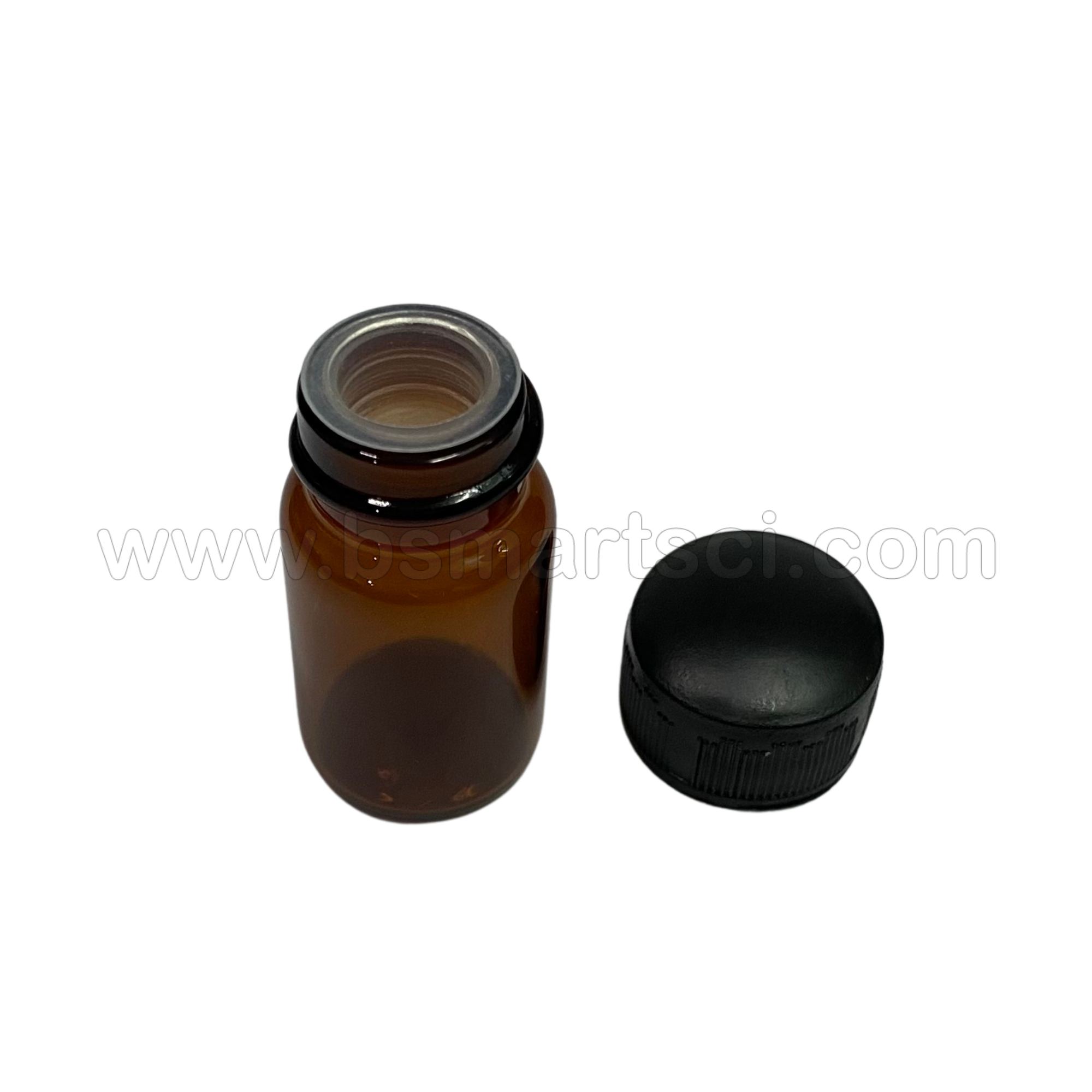 ขวดสีชาพร้อมจุกพลาสติกและฝา