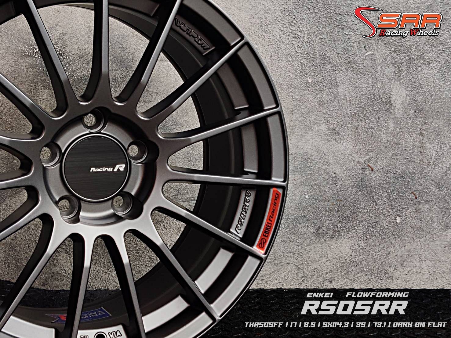TK-SMART : ENKEI-RS05RR (FLOWFORMING) 17X8.5 5H114.3 +35 DARK GM FLAT (กันด้าน)