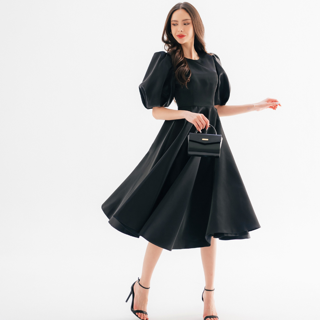 Lism D-111 The Duchess Flair Dress เดรสแขนพองทรงเจ้าหญิง