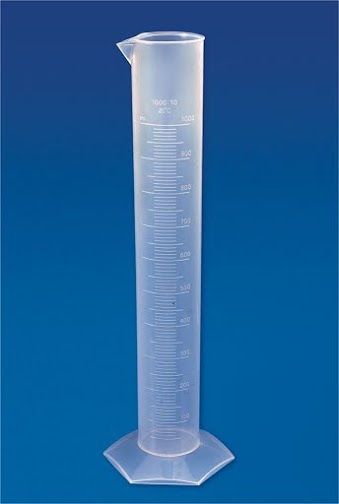 กระบอกตวงพลาสติกฐานหกเหลี่ยม (Measuring Cylinder Hexagonal) Polylab