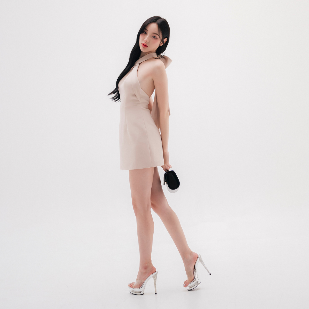 Lism D-093 Ribbon Charm Mini Dress ชุดเดรสผูกโบว์
