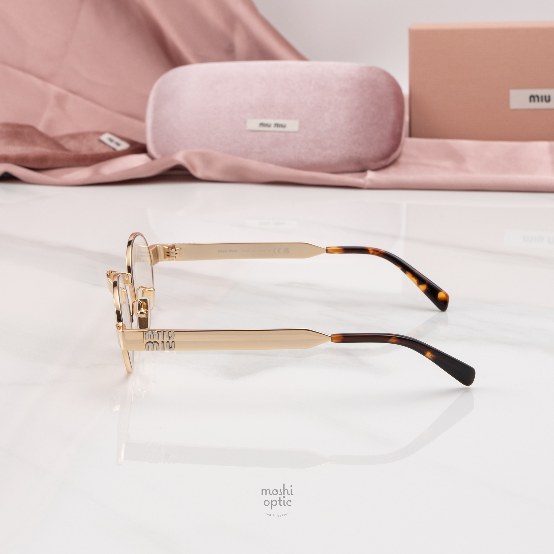Miu Miu MUB51S 5AK10W Oval Sunglasses – Gold\\ Clear New MIU MIU Sunglasses Oval MU A54S Pale Gold | Mercari main image 4