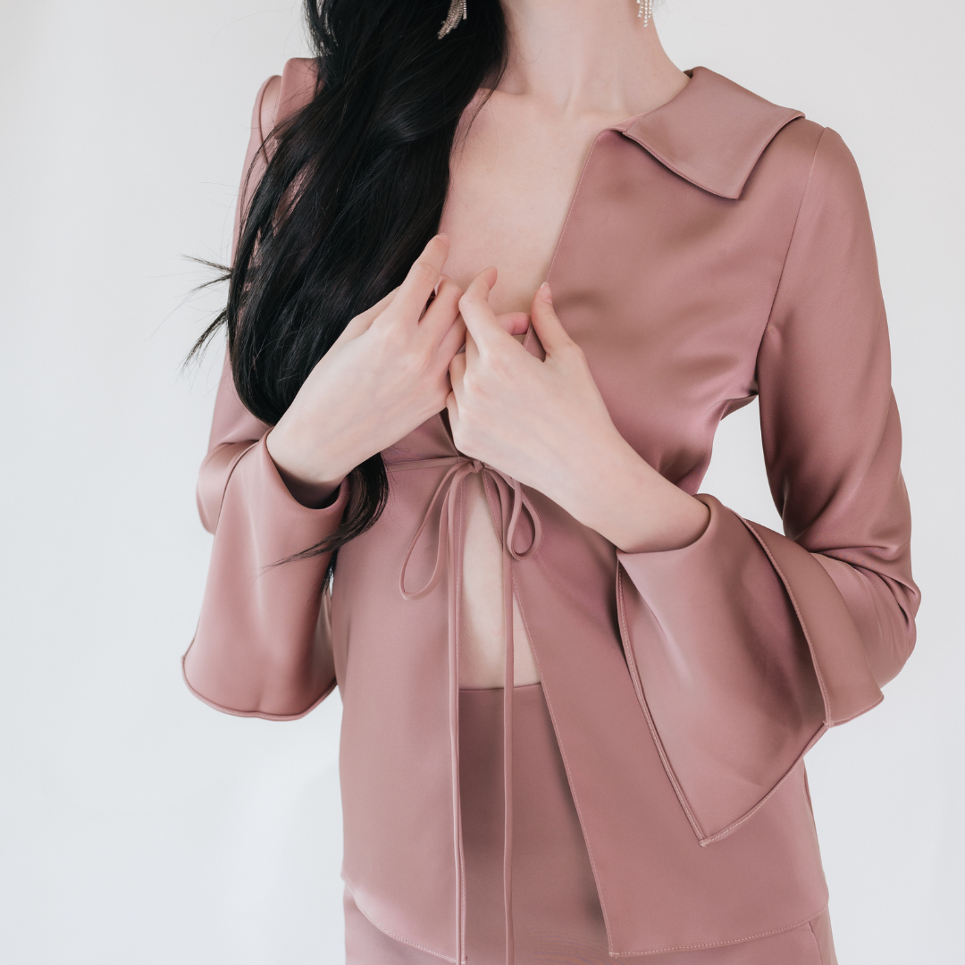 Lism S-068 The Silk Tie Front Shirt เสื้อเชิ้ตผูกหน้าสุดเก๋