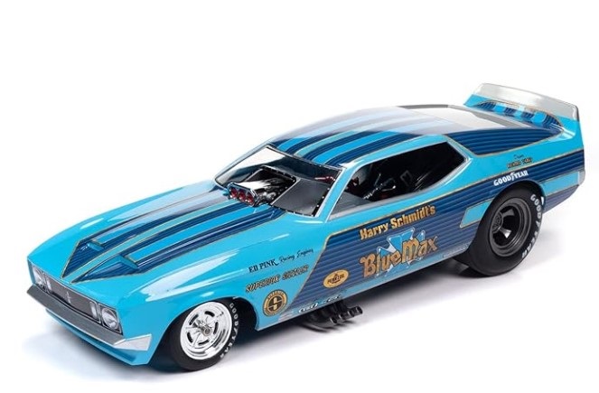 พรีออเดอร์ โมเดลรถ โมเดลรถยนต์ Auto World Blue Max 1973 Ford Mustanเ (Legends of The Quarter Mile)