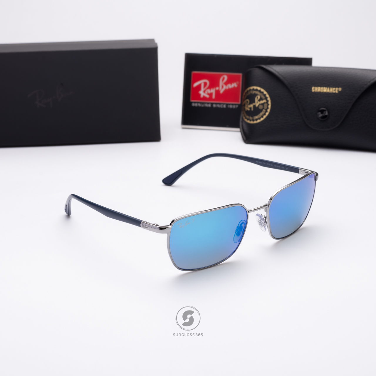 Ray Ban RB3684CH 004/4L Gunmetal Grey Blue Chromance Polarized