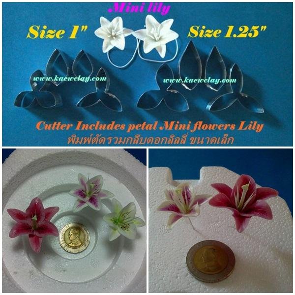 พิมพ์ตัดอลูมิเนียมดอก+ใบลิลลี่จิ๋วรวมกลีบ(Aluminum mold cutter Mini Lily included petals)