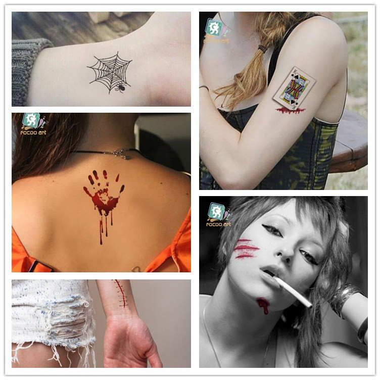 Tattoo Halloween แทททู ฮาโลวีน สติ๊กทูรอยแผล รอยสักชั่วคราว