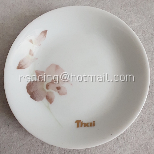 จานรองแก้ว Noritake ลายกล้วยไม้สีเข้ม การบินไทย