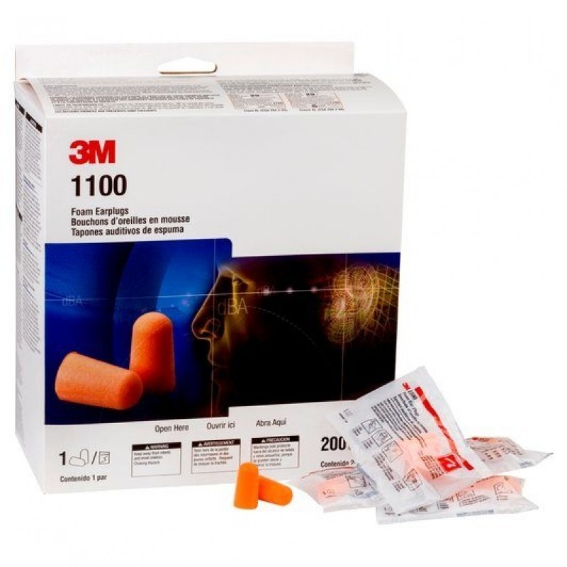 3M 1100 โฟมอุดหูลดเสียง ชนิดไม่มีสาย 1 กล่อง ( 200 คู่)