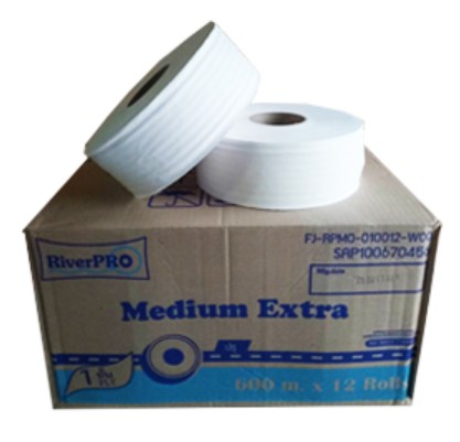 กระดาษชำระม้วนใหญ่ RiverPro JRT Medium 1 ชั้น 600 เมตร (ปรุ)