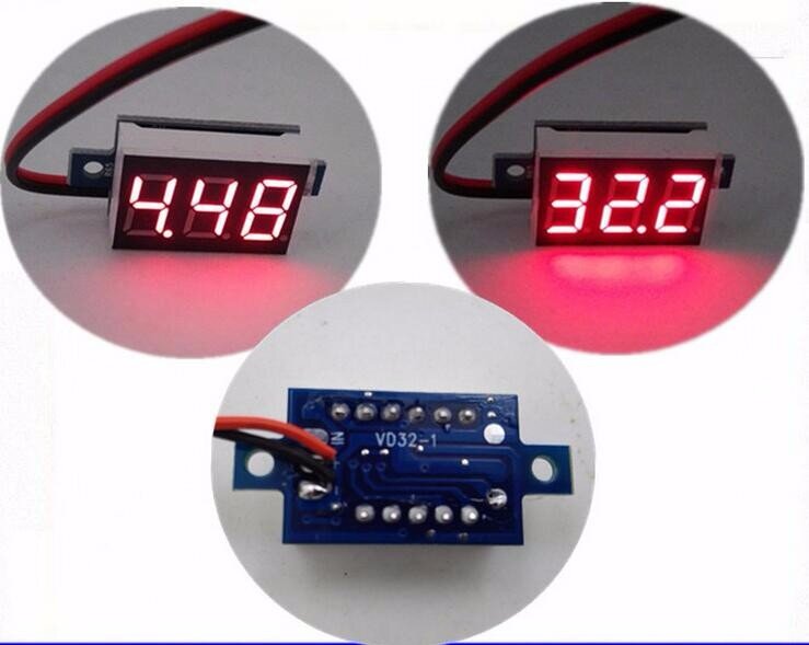 Voltmeter DC 4.5V-30V สีแดง จอ 0.36"