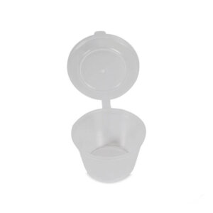 ถ้วยน้ำจิ้ม 4 ออนซ์ ฝาในตัว ขนาดฝา Ø 7 cm ,ก้น Ø 5 cm, สูง 4.7 cm