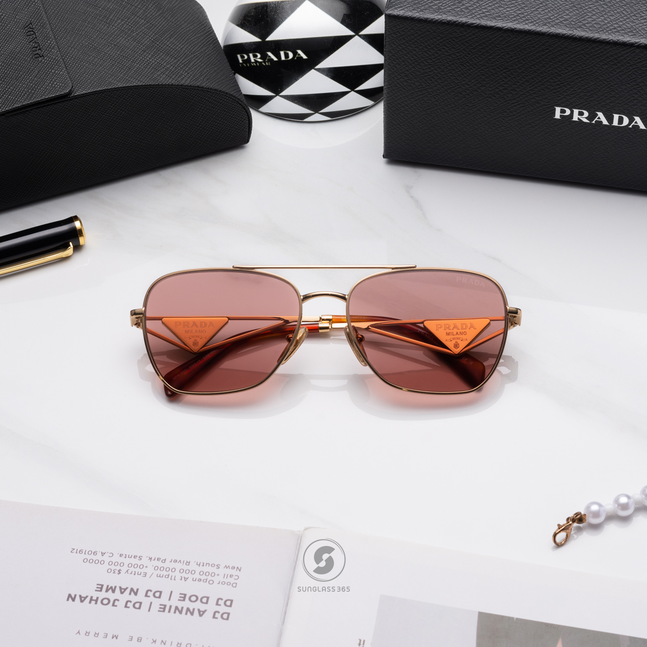 แว่นกันแดด PRADA PRA50S 5AK08M Gold