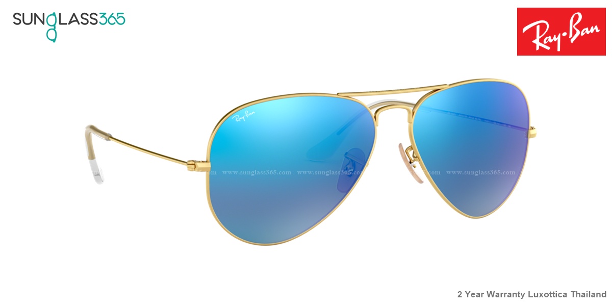 Ray-Ban RB3025 112/17 Aviator Matte gold Frame Blue mirror Lenses