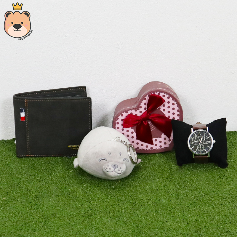 ของขวัญให้แฟนหนุ่ม ของขวัญผู้ชาย เซ็ตเซอร์ไพรส์อัดเม็ดโฟมเต็มกล่อง (กระเป๋าตัง+นาฬิกา+พวงกุญแจอุ๋งๆ) ****ได้ของตามแบบที่ลูกค้าเลือก****