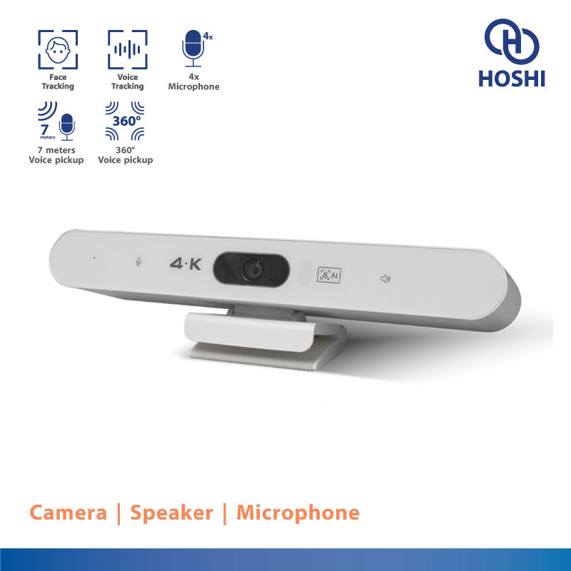 HOSHI Mini CBar-SM110VF (WH) | กล้องประชุม All-in-One สีขาว พร้อมไมโครโฟนคู่และลำโพงในตัว ใช้กับ Zoom/Teams