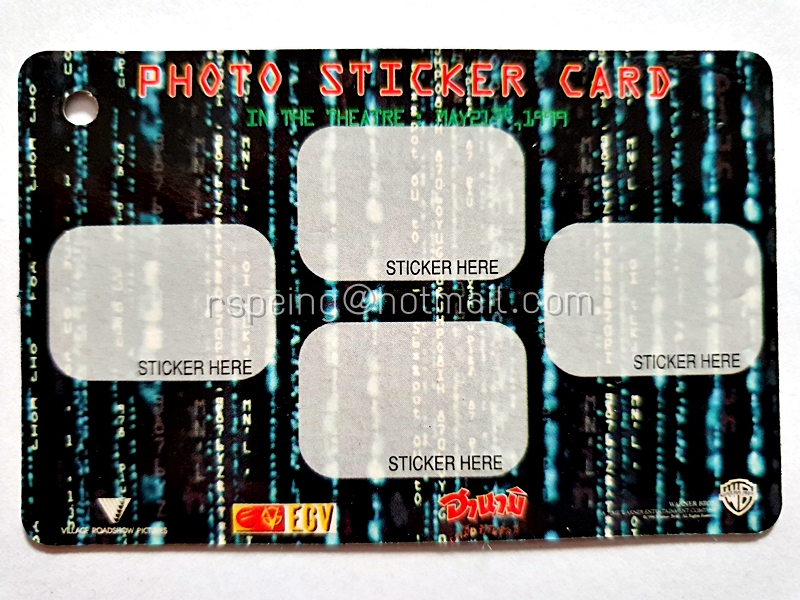 บัตรสำหรับติดสติ๊กเกอร์ Photo Sticker Card ของภาพยนตร์เรื่อง The Matrix