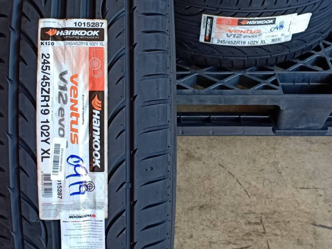 ยางใหม่ HANKOOK V12EVO2 245/45-19 เส้น 4500 เท่านั้น