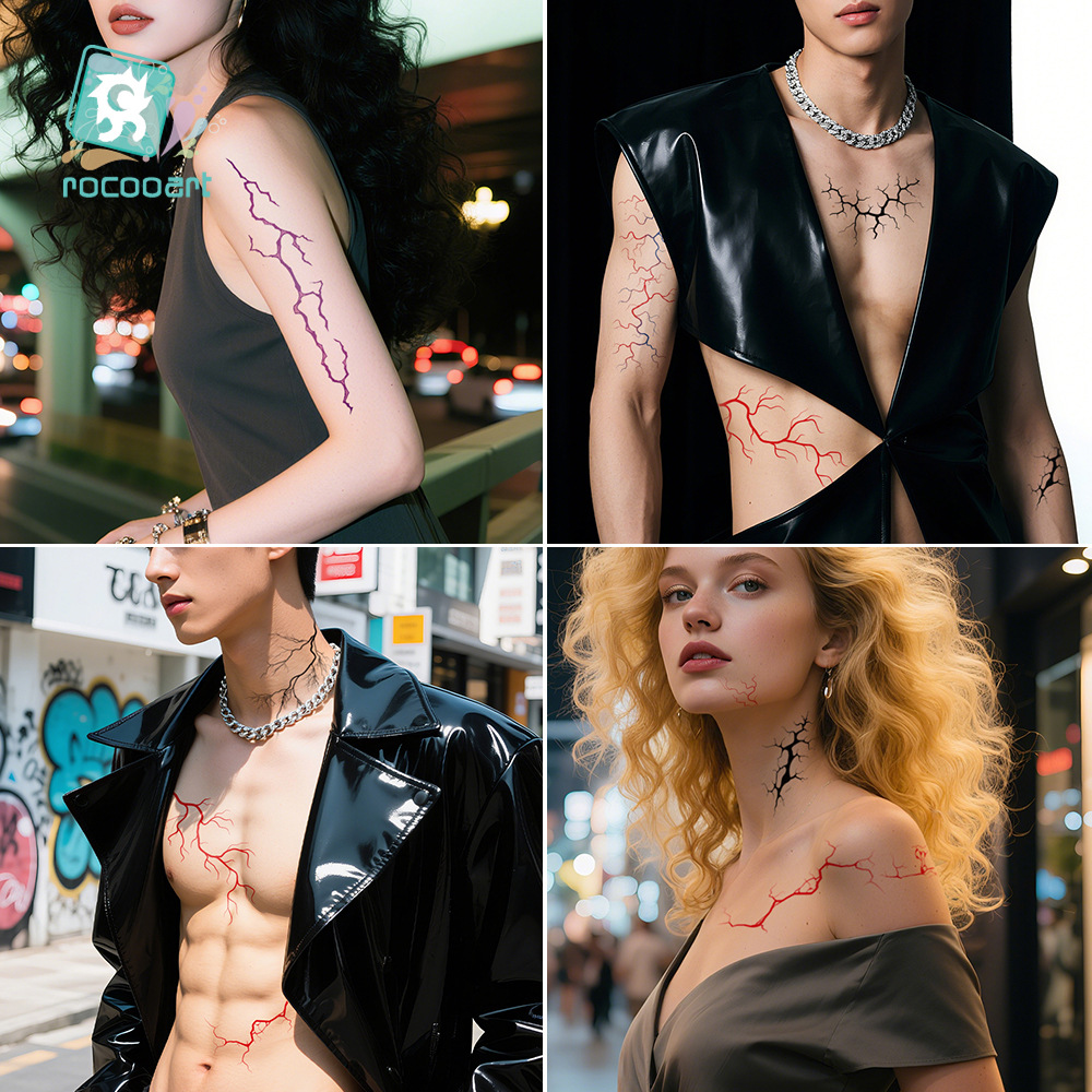 Tattooฮาโลวีน แต่งหน้าผีซอมบี้ สติ๊กเกอร์ติดหน้าลายฮาโลวีน แผ่นใหญ่
