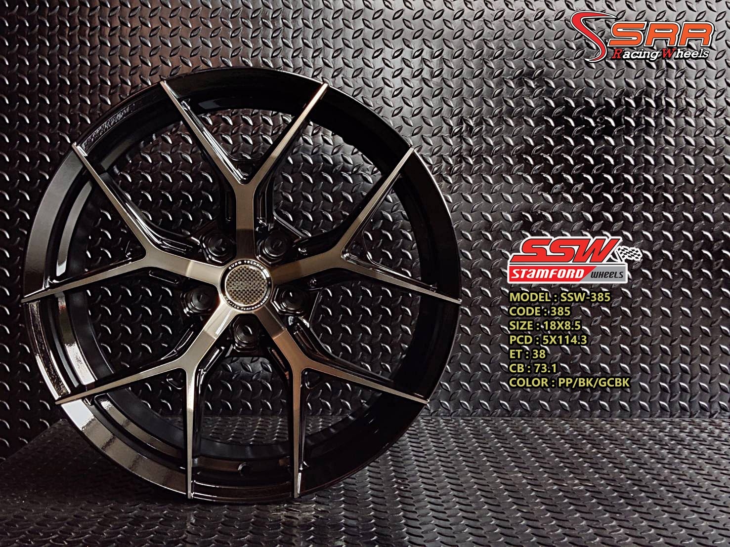 SSW385 18X8.5 5X114.3 38 FP/BK/GCBK (หน้าชาร่องดำ)